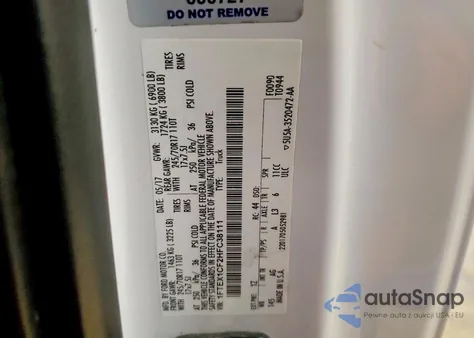 2017 Ford F150 Super Cab z USA, uszkodzony, nr VIN 1FTEX1CF2HFC38111